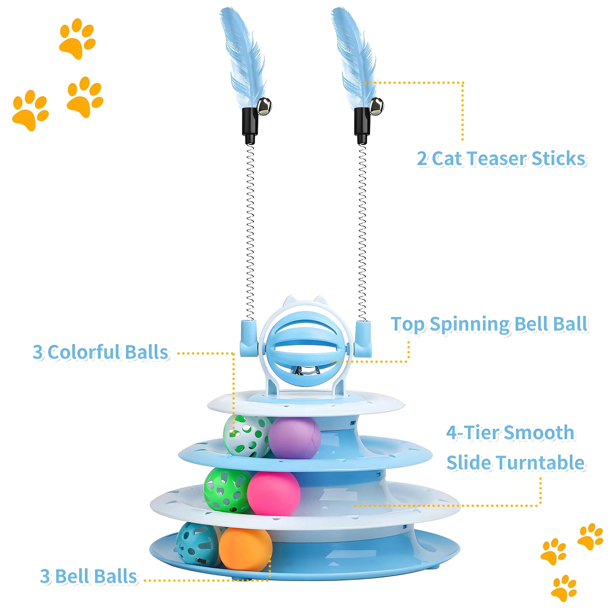 Interactive Cat Toy Puzzle Ball with 2 Teaser Wands – Mental Stimulation for Indoor Cats & Kittens, No Batteries Needed