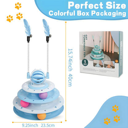 Interactive Cat Toy Puzzle Ball with 2 Teaser Wands – Mental Stimulation for Indoor Cats & Kittens, No Batteries Needed