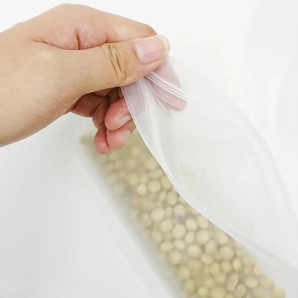 3Pcs Reusable PEVA Silicone Food Bags – Leakproof Stand-Up Freezer & Fresh-Keeping Zip Lock Bags