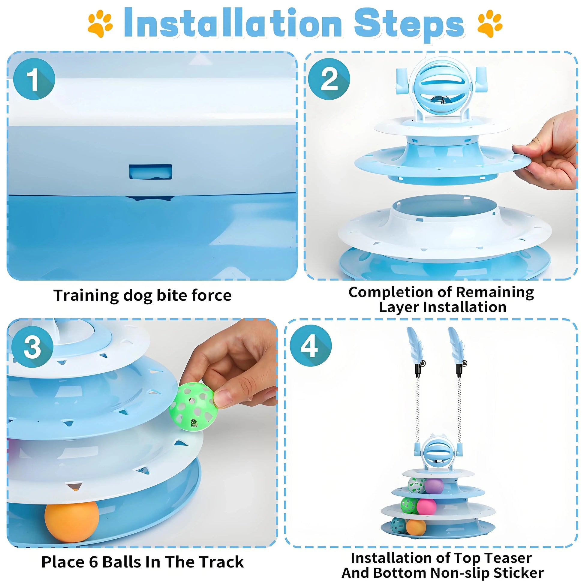 Interactive Cat Toy Puzzle Ball with 2 Teaser Wands – Mental Stimulation for Indoor Cats & Kittens, No Batteries Needed