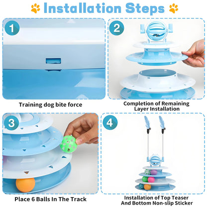 Interactive Cat Toy Puzzle Ball with 2 Teaser Wands – Mental Stimulation for Indoor Cats & Kittens, No Batteries Needed