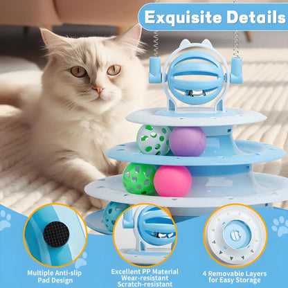 Interactive Cat Toy Puzzle Ball with 2 Teaser Wands – Mental Stimulation for Indoor Cats & Kittens, No Batteries Needed